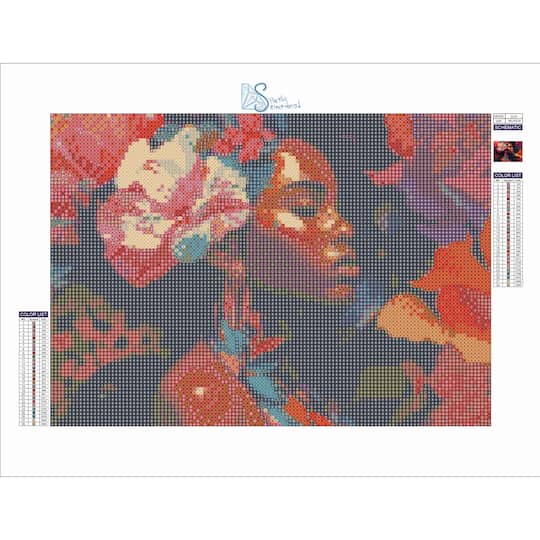 Sparkly Selections African Woman Floral Diamond Painting Kit, Round Diamonds
